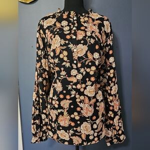 NWT a.n.a Cotton Ruffle Long Sleeve Floral Top Plus Size 3X